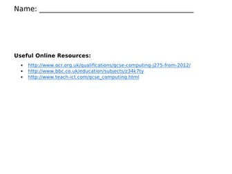 GCSE Computer Science Homework Booklet
