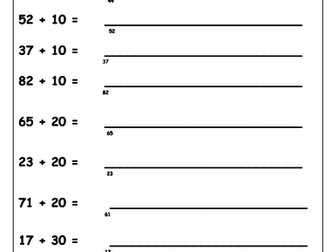 Adding 2 digit numbers using a number line