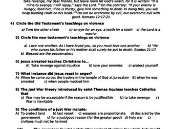 OCR Religion, Peace and Conflict Revision Quiz 9-1