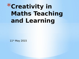 Creativity in Maths staff meeting