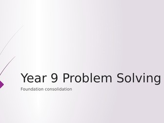 A series of problem solving questions for lower ability year 9