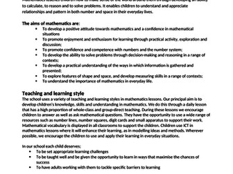Maths Policy and Mental Maths Policy