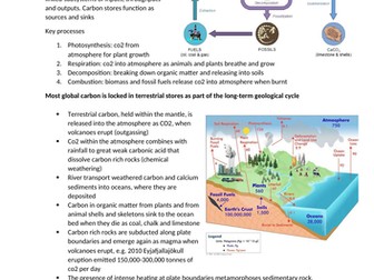 Carbon cycle notes, Edexcel geography A level