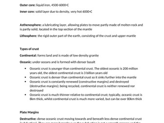 Plate tectonics, Edexcel A level Geography revision notes