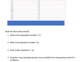 T test help sheet / or  for Assessment