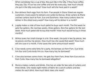 Addition - Everday Problems in Words