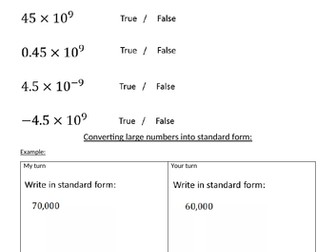 Converting numbers into standard form