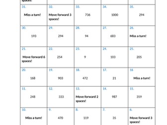 Reading and writing numbers up to 1000 in digits and words BOARD GAME