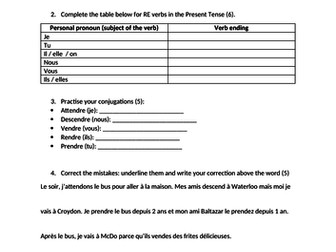 RE verbs in the Present Tense