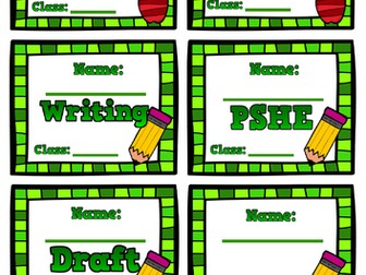 Exercise book labels - all subjects