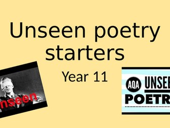 Unseen poetry starters for AQA English Literature 2017 onwards