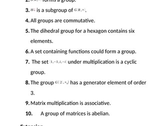 A Level Further Mathematics Discrete - Group Theory Quiz