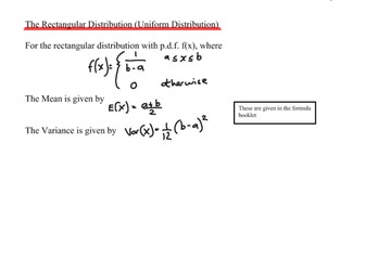A-Level Statistics- Rectangular Distribution