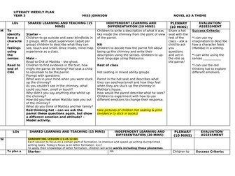 English Year 3 Matilda Roald Dahl Novel As A Theme Complete Planning