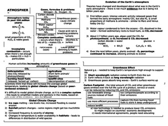 AQA GCSE Trilogy Atmosphere Revision Sheet - all spec points covered