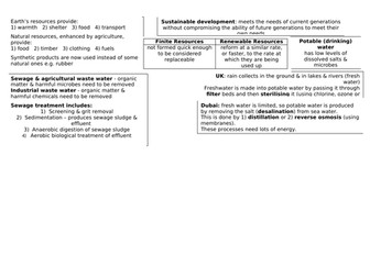 AQA GCSE Chemistry Trilogy Using Resources Revision Sheets - FT and HT - cover all spec points