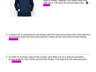 9-1 GCSE Design & Technology - Working with Maths in DT - Percentages