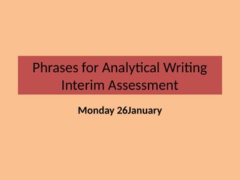 Analytical Writing and Success Criteria