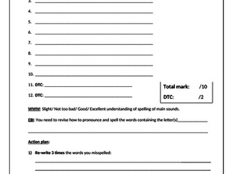 Template for dictations assessments