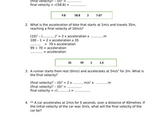 Forces and Motion Qs and scheme for foundation GCSE Sci
