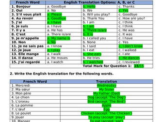 Year 7 French Baseline Test