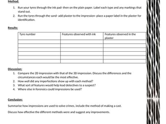 Forensics- tyre impressions and casts