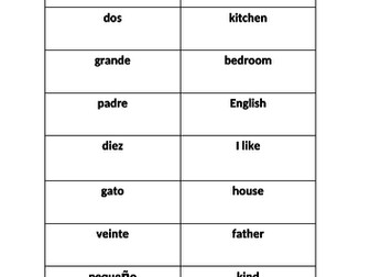 Dominos game - Year 7 Spanish vocab revision