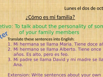 Spanish lesson on describing people