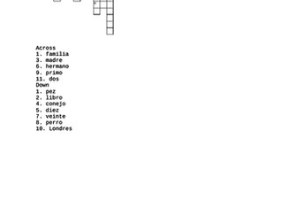 Spanish starter activity - crossword