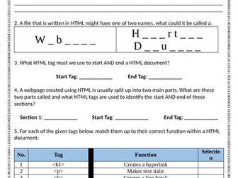 Level 2 BTEC I&CT - U1LAB - HTML - Worksheet