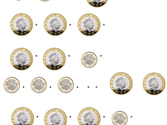 Adding and subtracting pound coin sheets - SEN
