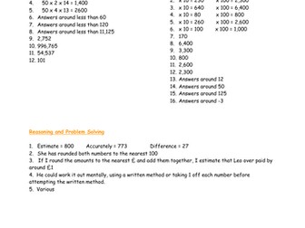 White Rose Year 6 Block 2 Four Operations - Mental Calculations and Estimations