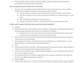 NEW AQA A LEVEL HUMAN GEOG POP & ENV NOTES- GRADE A