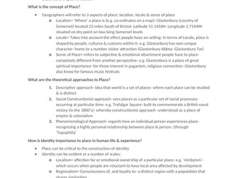 NEW AQA A LEVEL GEOGRAPHY CHANGING PLACES NOTE- GRADE A