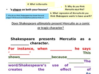 Romeo and Juliet Act 3 Scene 1 Mercutio's Death