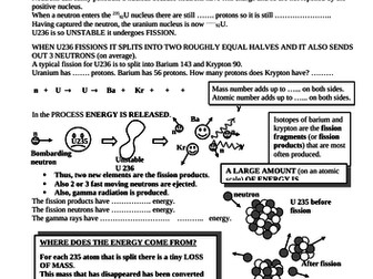 Nuclear Energy and Fission Pupil Notes