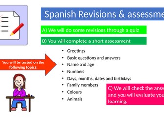 Spanish Basics- Quiz and assessment.