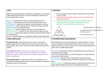 Cell Biology (Cut Out) Revision Cards (9-1)