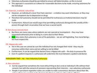 'Should or can a person have autonomy over their life and decisions made about it?' PLAN OCR R.S