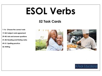 ESOL Verbs: 52 Task Cards