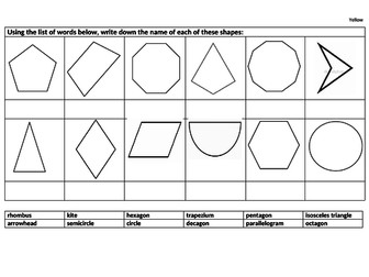 Properties of 2D shapes including problem solving