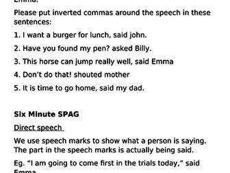 Year 3 Six Minute SPAG