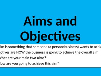 3.1.3 GCSE AQA Business 9-1: Aims and Objectives