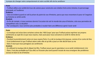 Les 400 Coups - Themes and Techniques Analysis points