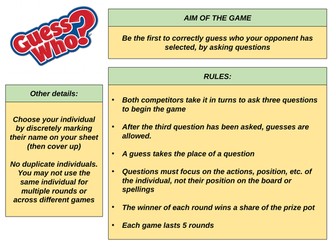 GCSE History Revision Guess Who - Elizabeth, Germany, Britain+Health, Medicine