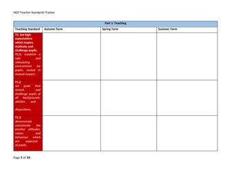 NQT/Student Teacher Teaching Standards Annual Review Template