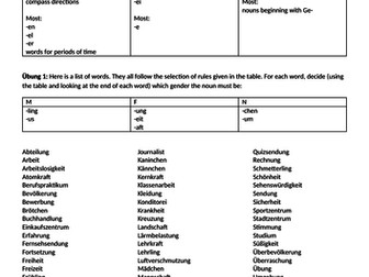GCSE German: genders and plurals of nouns
