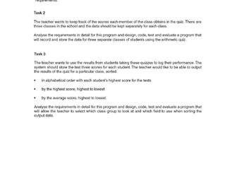 J276 Programming Project Preparation (Python v3) OCR GCSE Computer Science