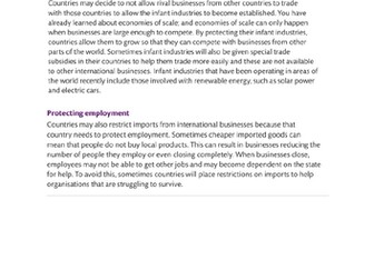 BTEC Nationals Unit 5: Consolidation on Barriers to International Trade
