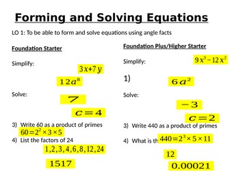 Forming and Solving Equations